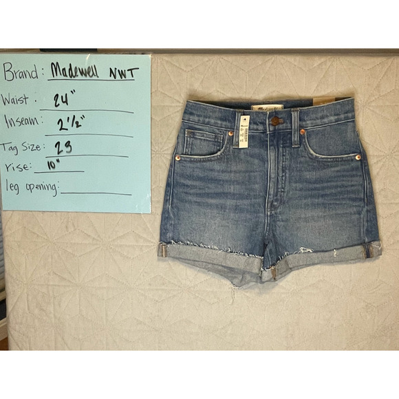 Madewell Women's High-Rise Denim Shorts, Size 23, Distressed Blue, Casual Summer - Picture 4 of 6